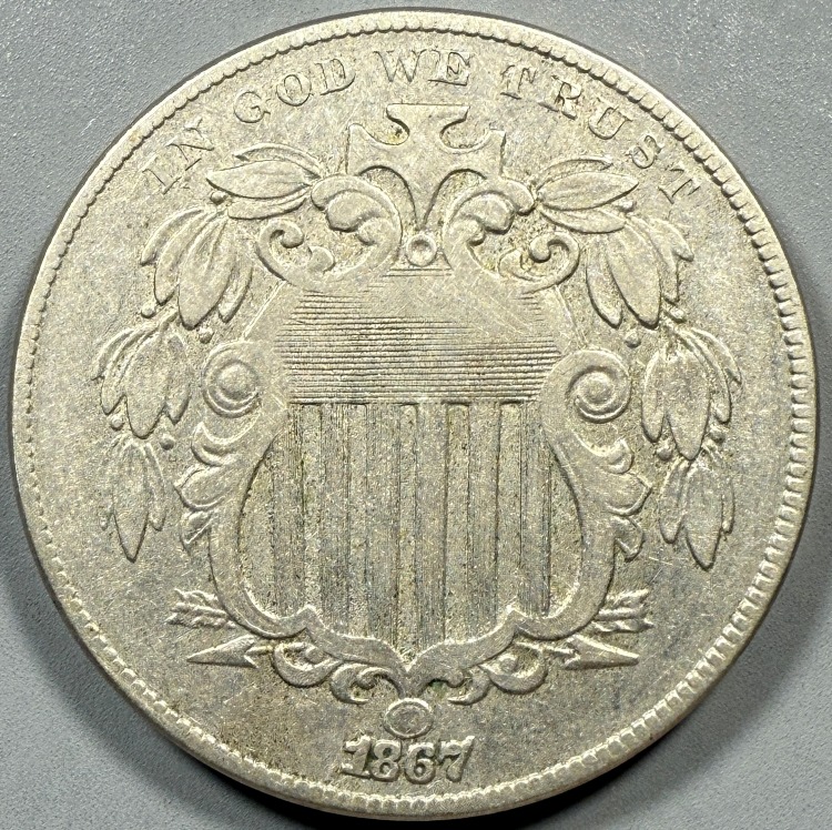 1867-No-Rays-Shield-Nickel
