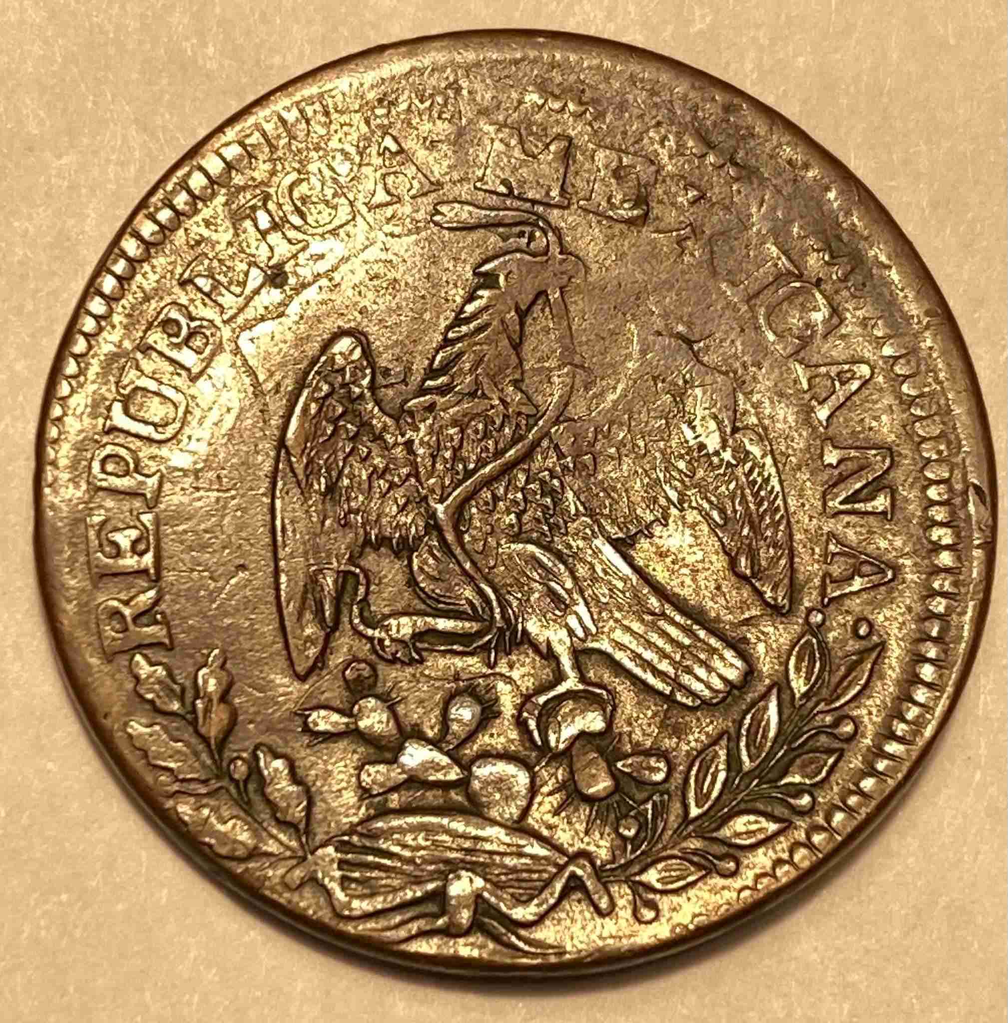 1827-Contemporary-Circulating-Counterfeit-Cap-&-Ray-Struck-Over-A-US-Large-Cent