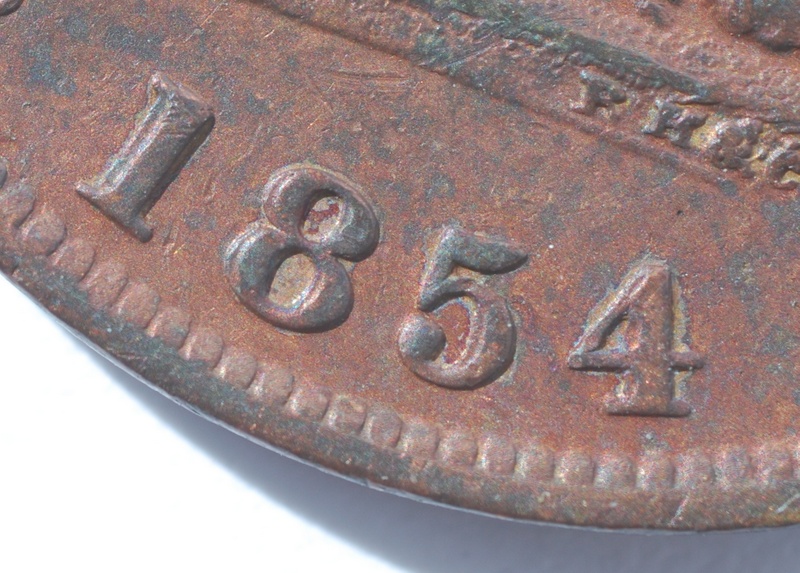 1854-Upper-Canada-One-Half-Penny-Token..with-Doubling..