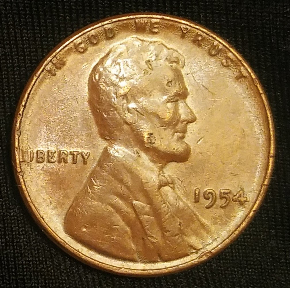 1954-P-Wheat-Cent.-I-Was-Wondering-If-The-Top-Of-The-Coin-Is-Doubled-Or-Just-From-A-Grease-Error?
