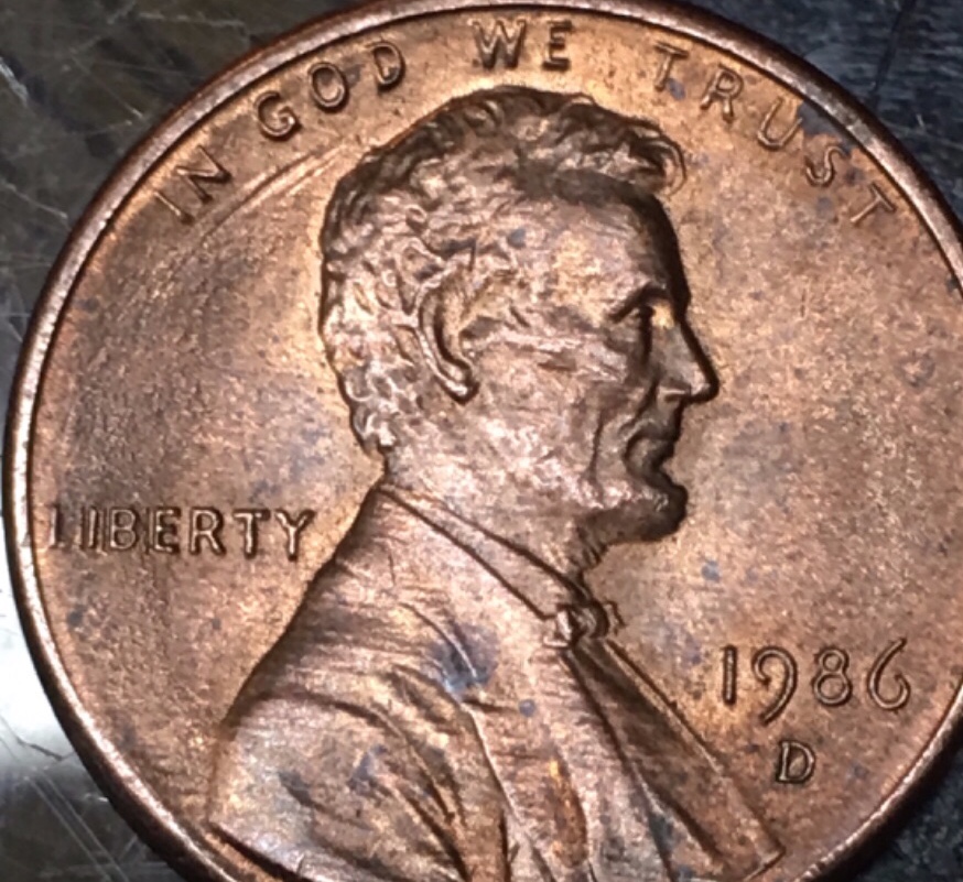 1986-D-Lincoln-Penny-Need-Help-Identifying-Marks-By-Liberty-&-On-The-Revers
