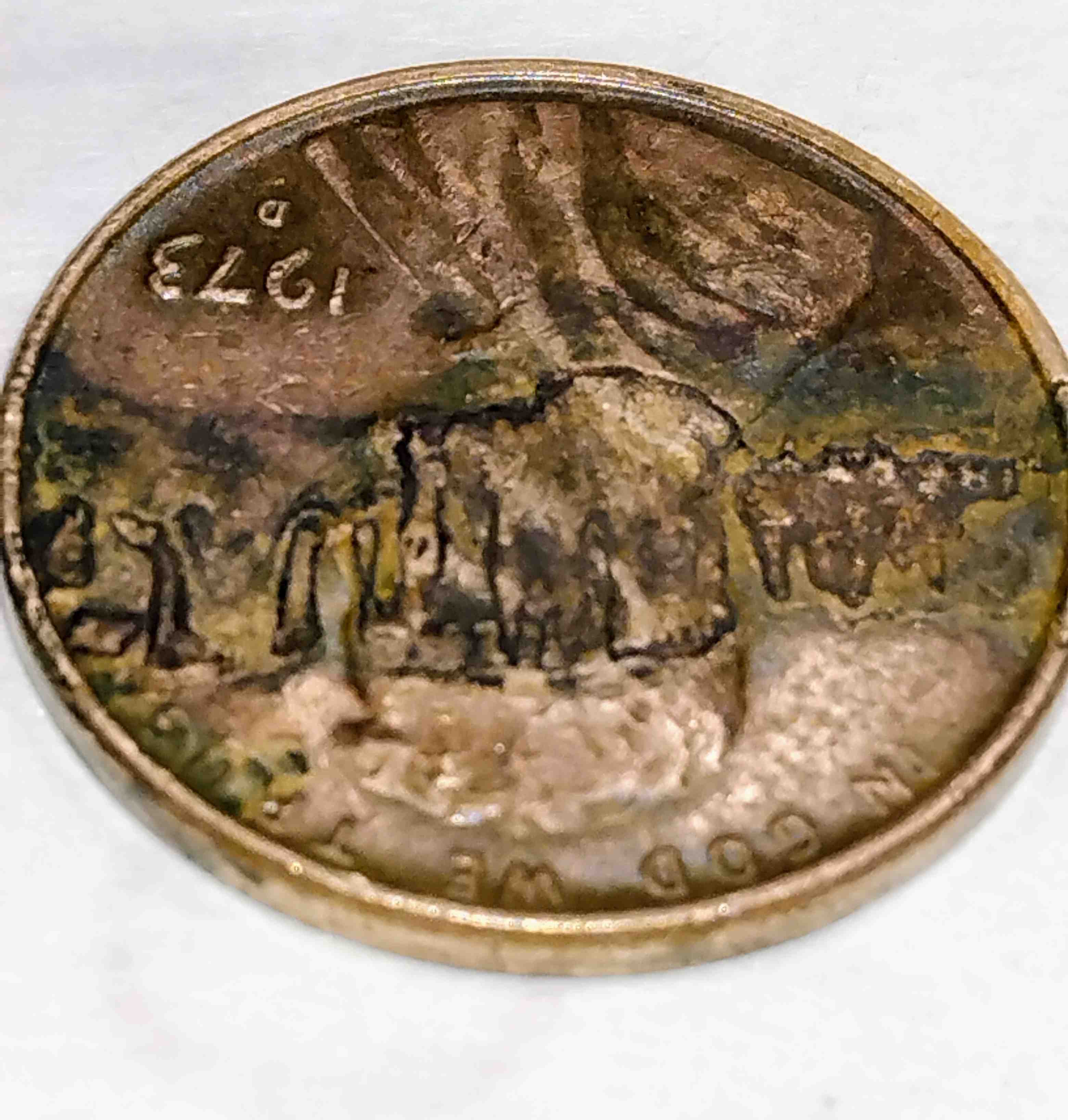 1973-Lincoln-Cent-With-Raised-Foreign-Letters