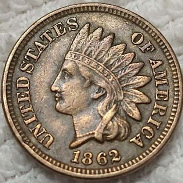 1862-Indian-Head-Cent,-Clashed-Obverse