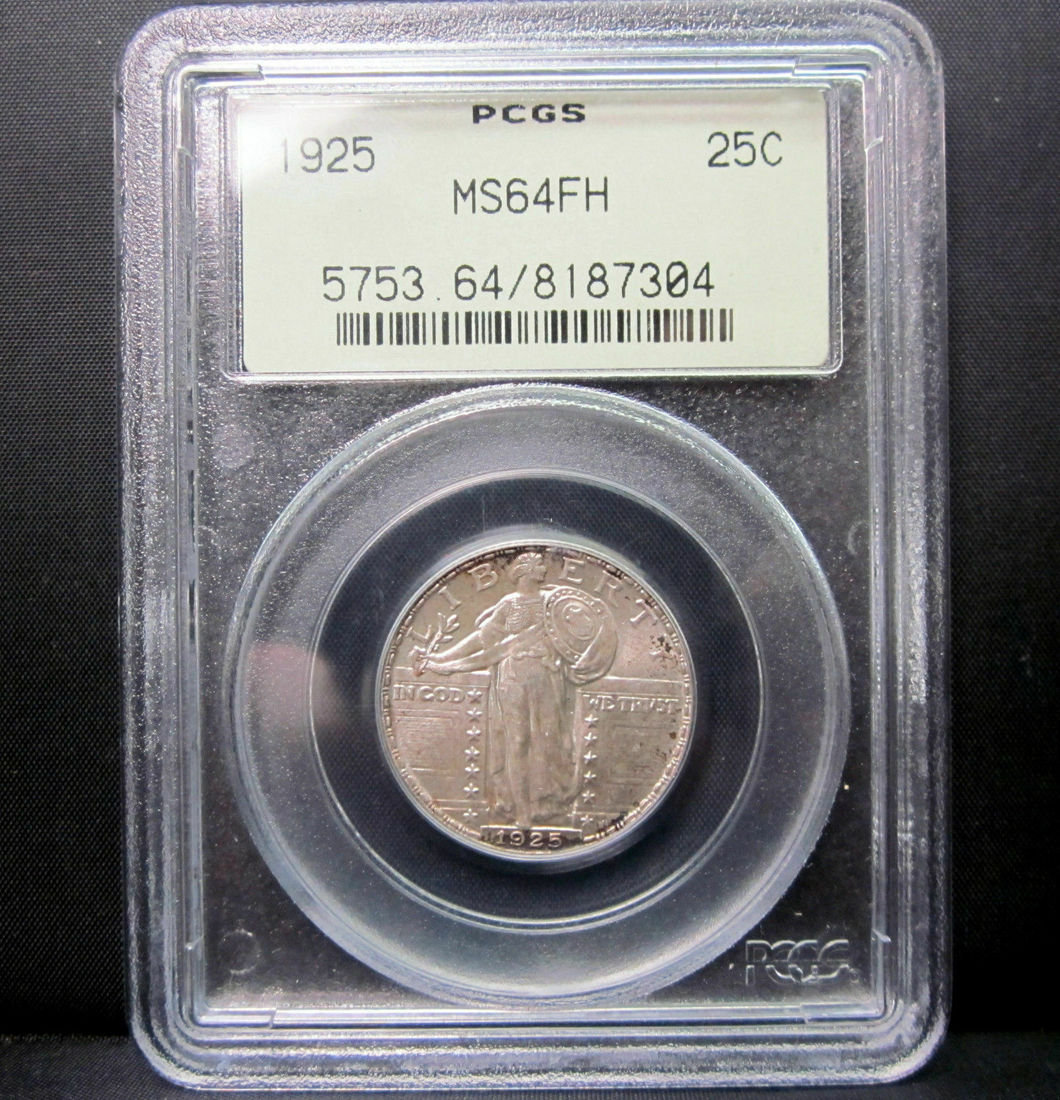 1925-Standing-Liberty-Quarter-Fh-With-Colorful-Reverse-In-OGH