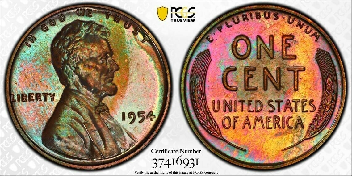 1954-PR-64RB-Lincoln-Cent-Pop-3/2-And-1961-PR-67RD-Lincoln-Cent-With-Color