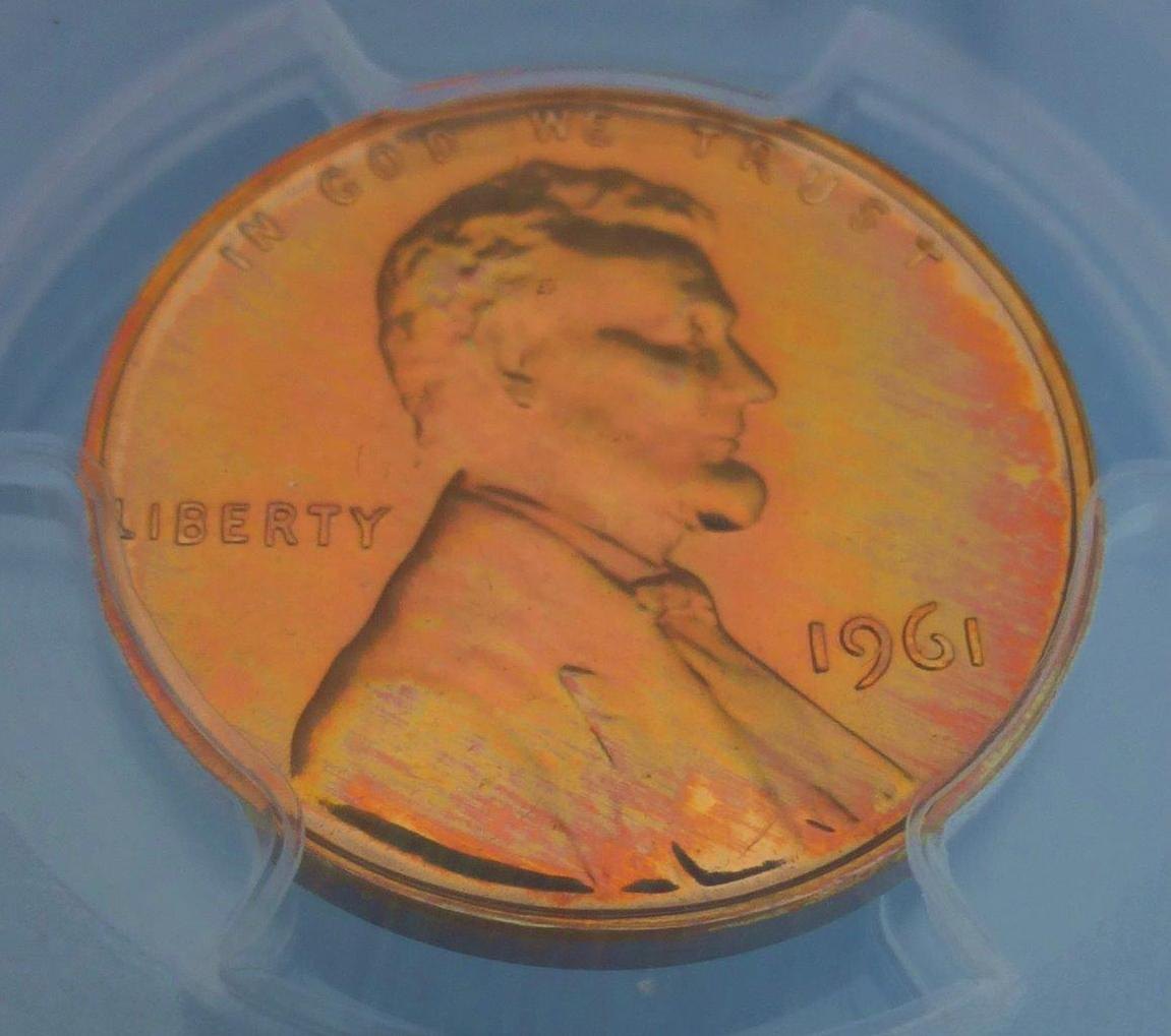 1954-PR-64RB-Lincoln-Cent-Pop-3/2-And-1961-PR-67RD-Lincoln-Cent-With-Color