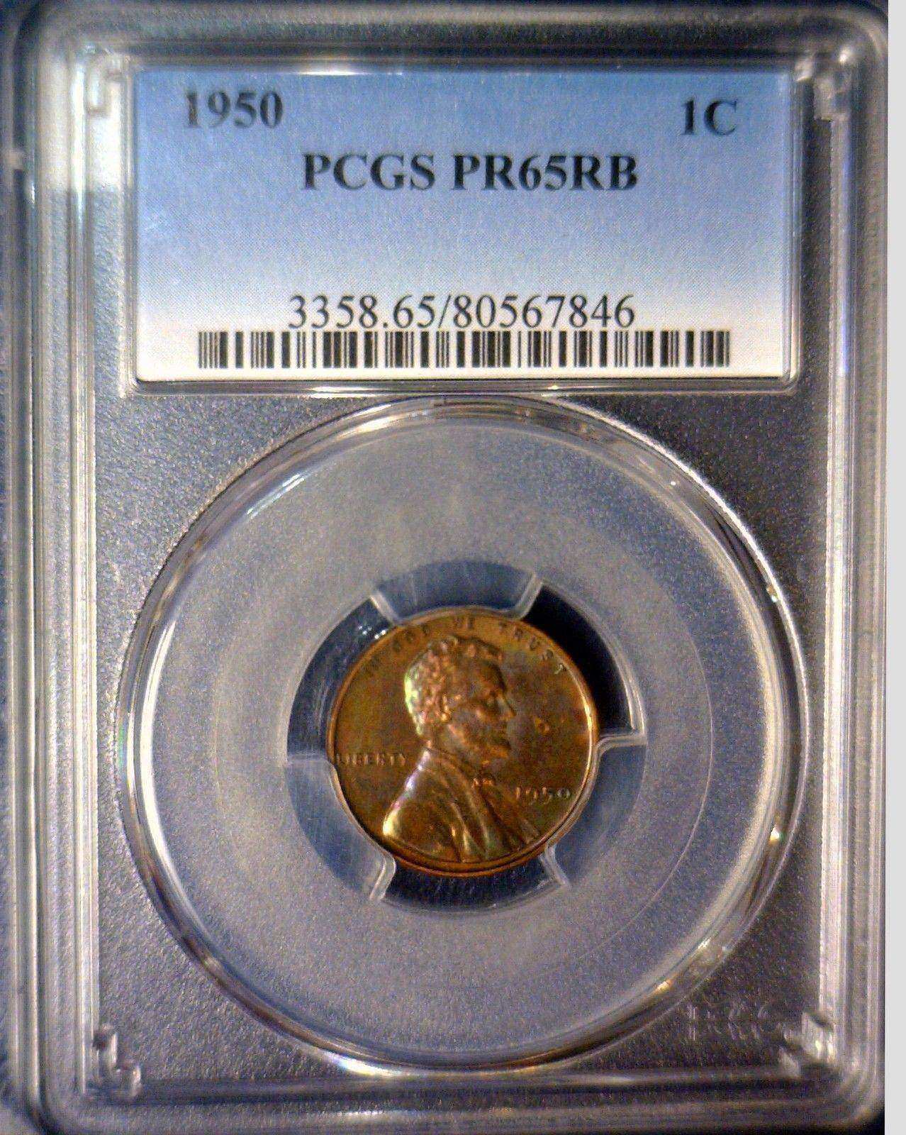 1954-PR-64RB-Lincoln-Cent-Pop-3/2-And-1961-PR-67RD-Lincoln-Cent-With-Color