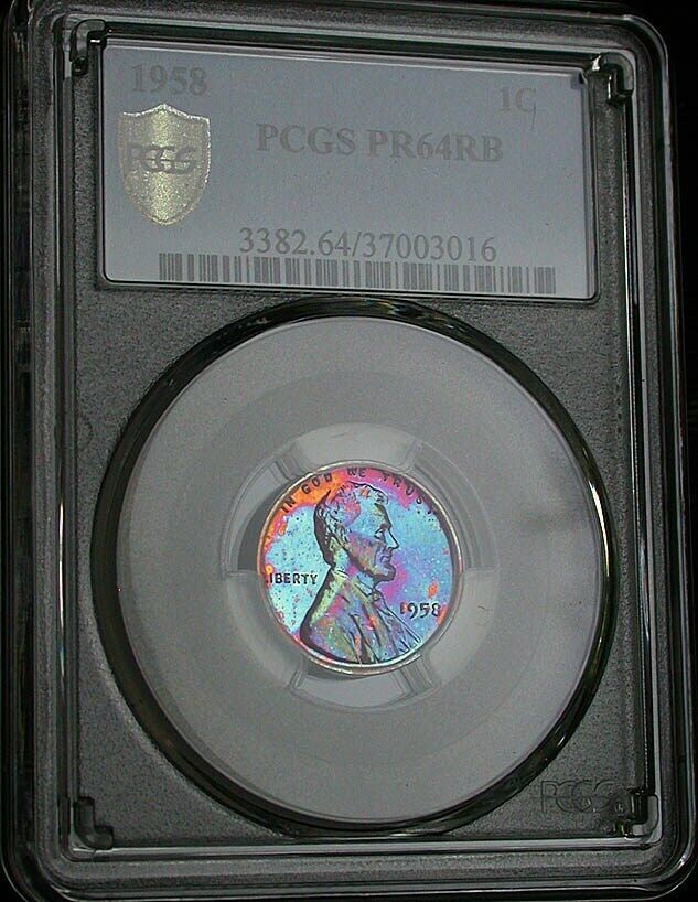 1954-PR-64RB-Lincoln-Cent-Pop-3/2-And-1961-PR-67RD-Lincoln-Cent-With-Color