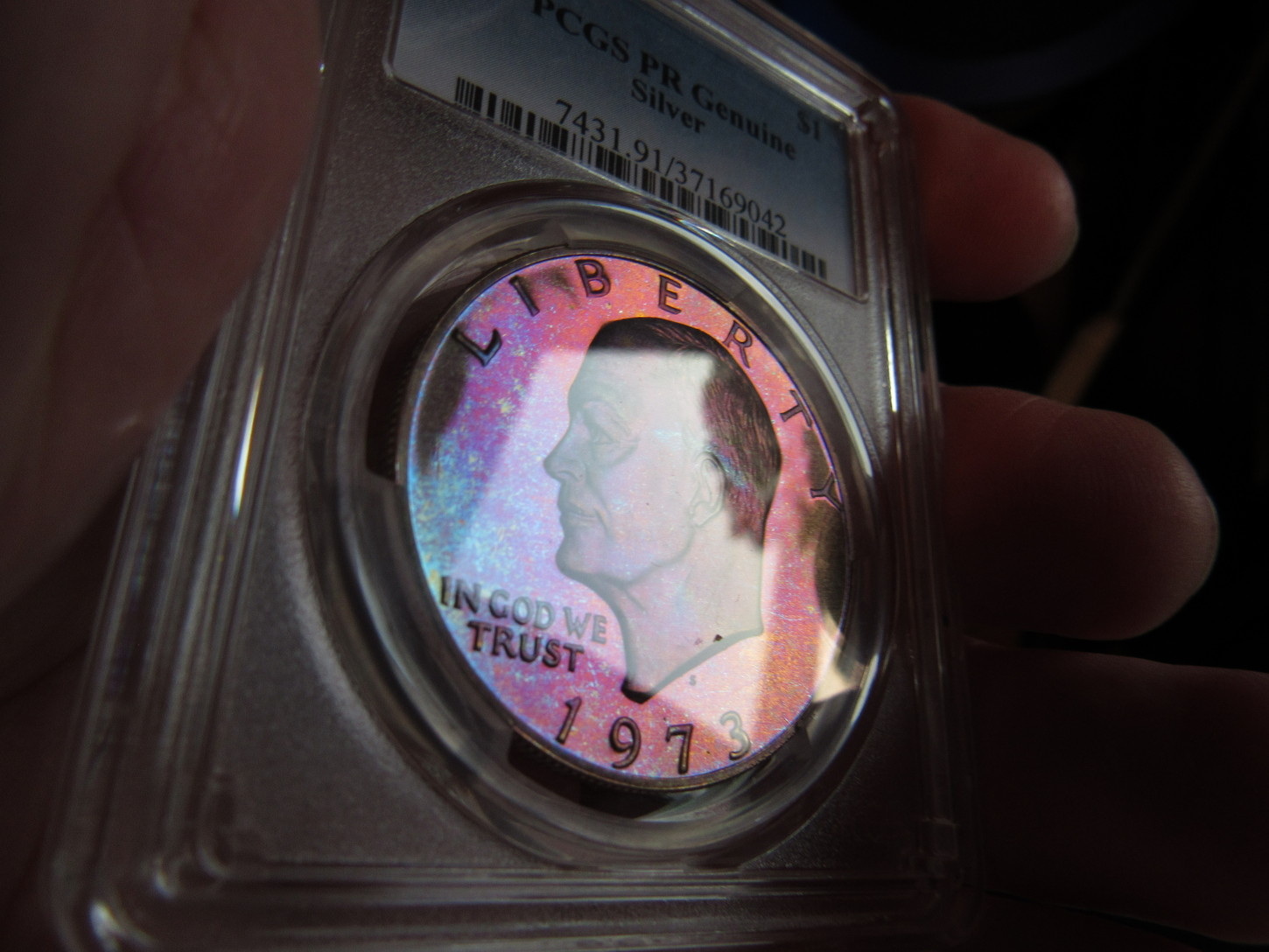 Trueviews-1940-PF-Lincoln-Cent-&-1973-PF-Ike-Dollar-Both-Colorfully-Toned