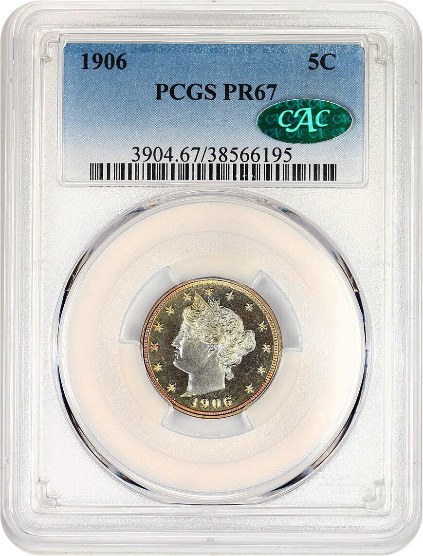 1906-PCGS-PF-67-CAC-V-Nickel-Colorful