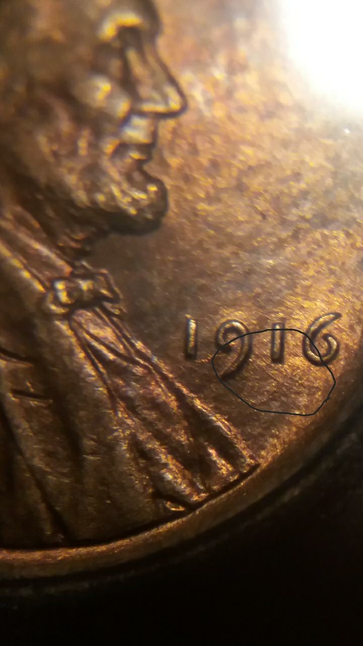 1916-Matte-Proof-Lincoln-Cent,-Die-Markers-Present