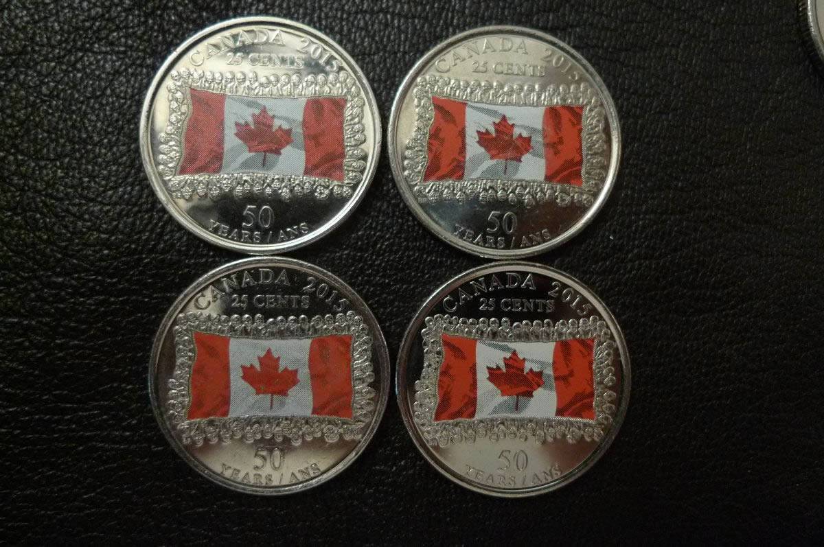 2015-CDN-Flag-Coloured-Quarters-In-Circulation