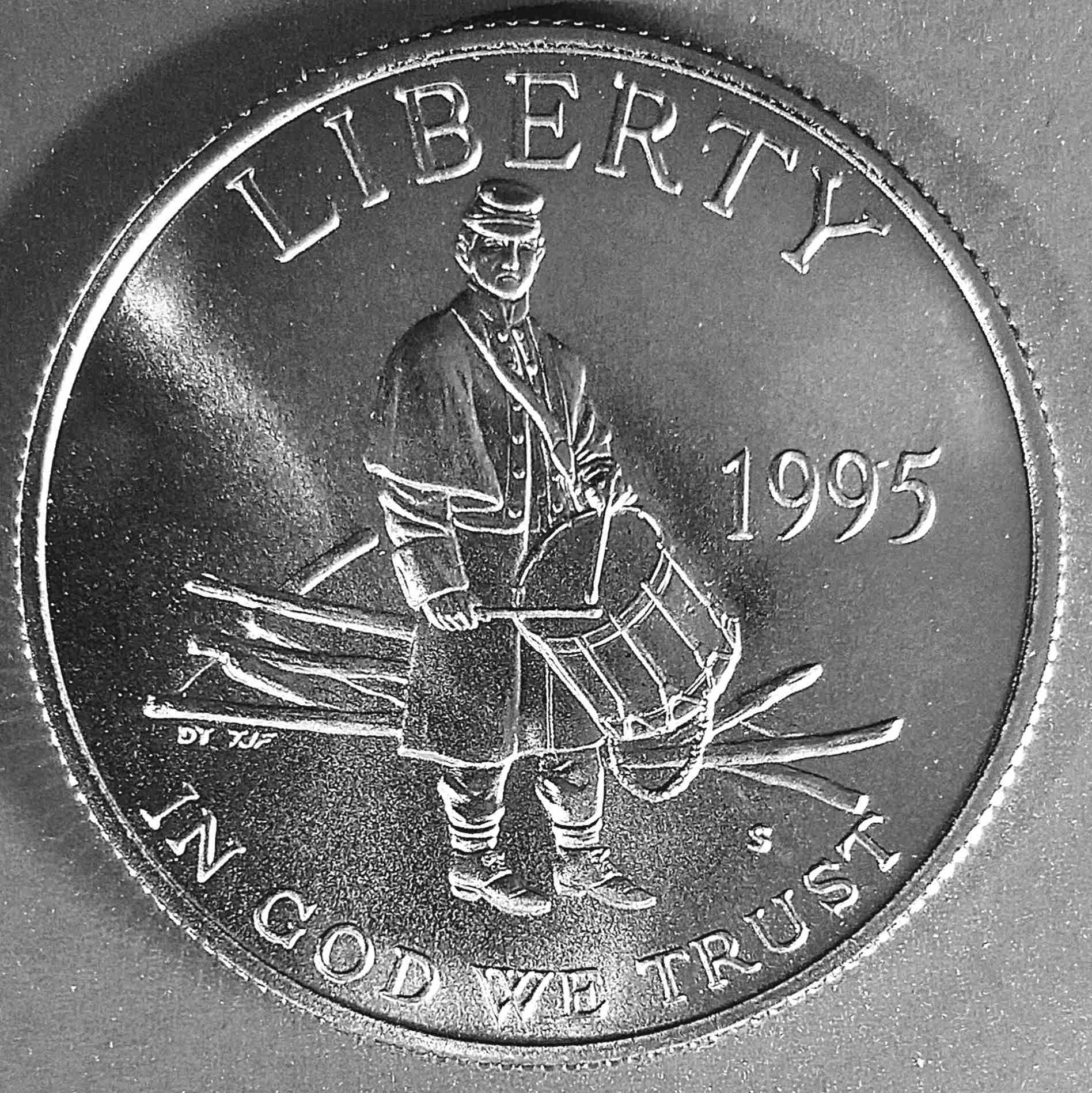 1995-S-50c-Civil-War-Drummer-Boy-In-Holder.