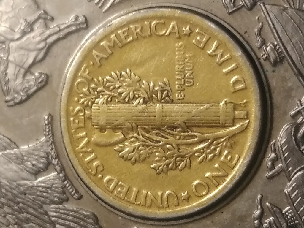 1920-Mercury-Dime-Gold-Plated