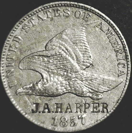 1857-Flying-Eagle-1c-W/-D.s.-Parker-Counterstamp-Uncirculated!