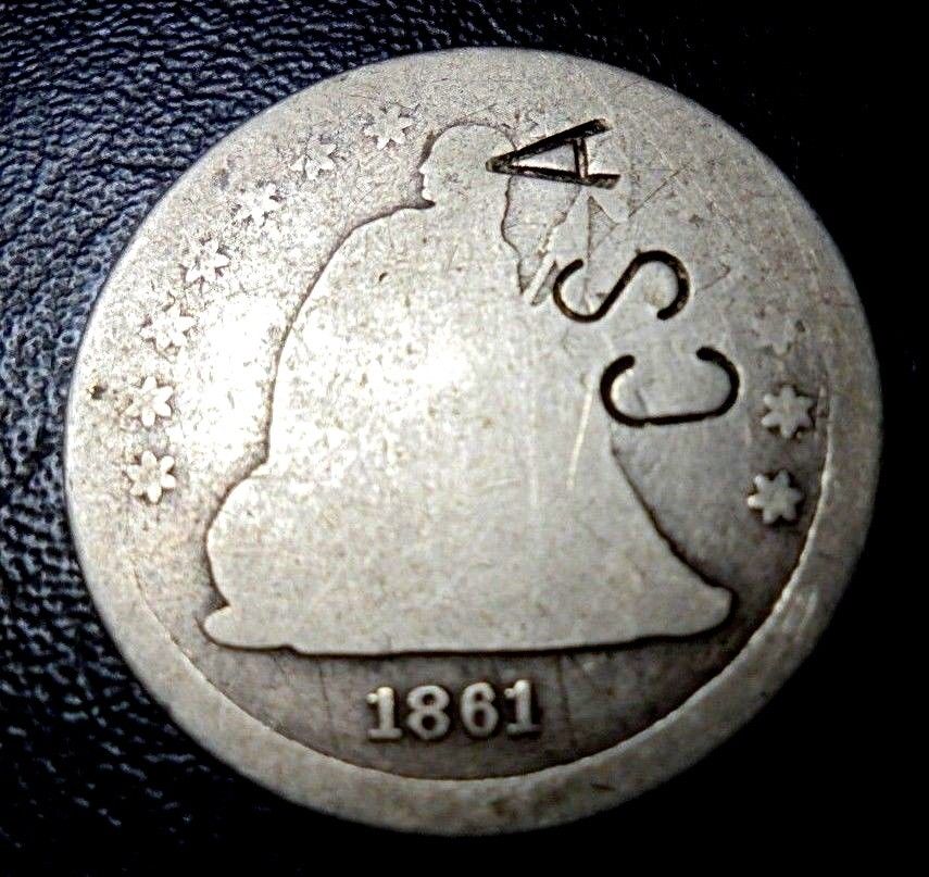 C-S-A.---Counterstamp-On-An-1853-Dime-....-Imho,-Spurious-At-Best!