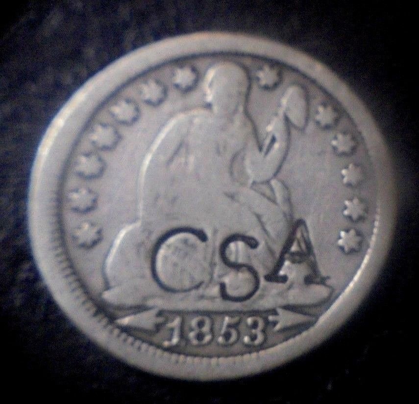 C-S-A.---Counterstamp-On-An-1853-Dime-....-Imho,-Spurious-At-Best!