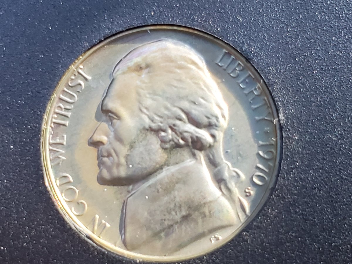 1970-S-Jefferson-Nickel.-Cool-Rainbow-Tone-Beginning