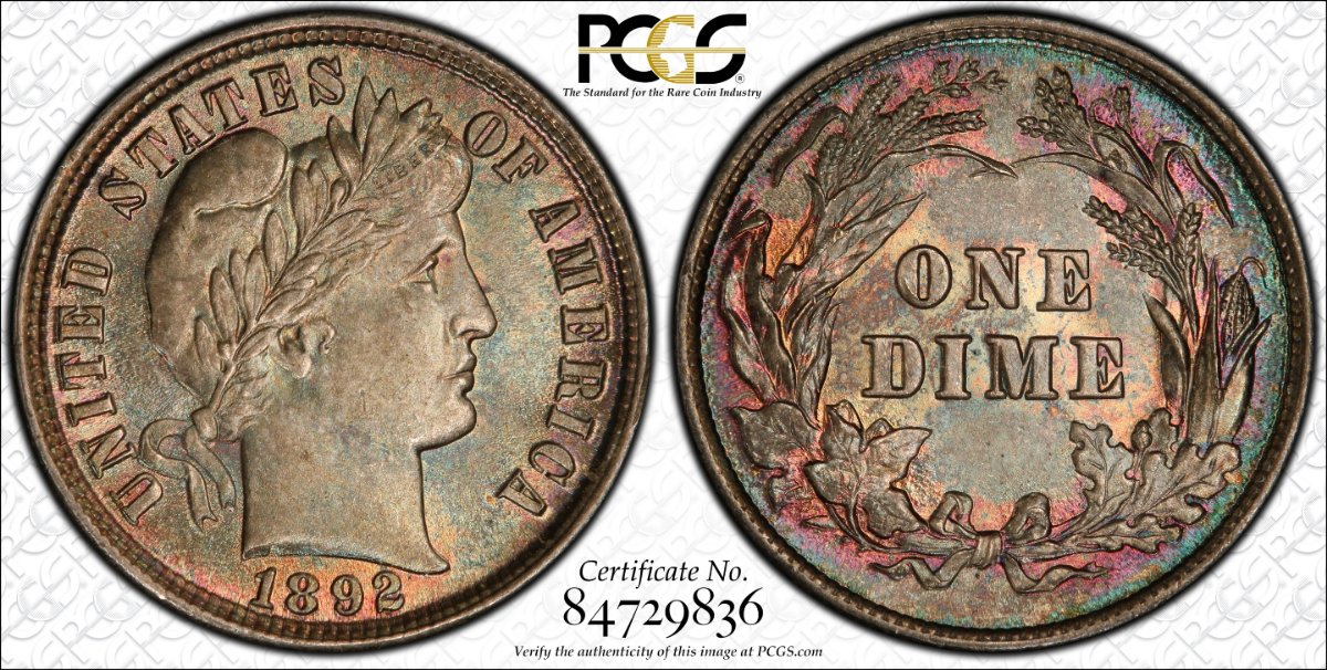 New-Purchase:-1892-Barber-Dime-PCGS-MS-66+-CAC