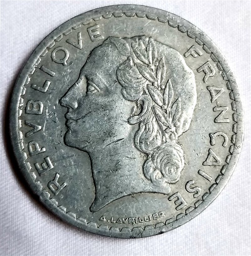 1945-5-Francs-Aluminum-Coin-Full-Of-Cud