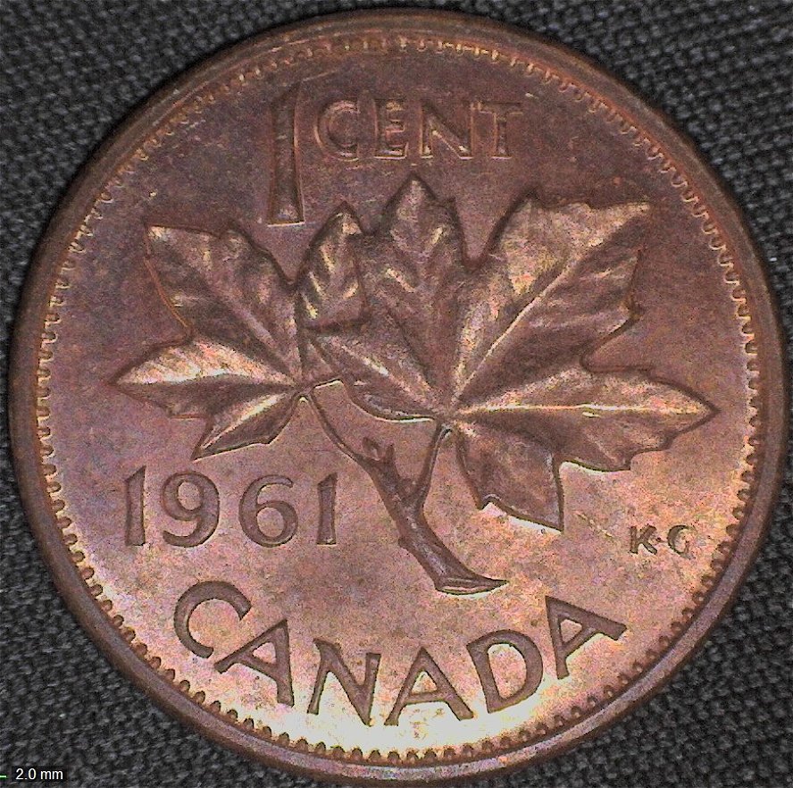 Partial-Die-Clash-Over-The-1-On-Canada--1961-Cent