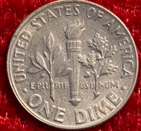 1965-Dime,-Some-Leaves-Are-Missing-At-The-Back.