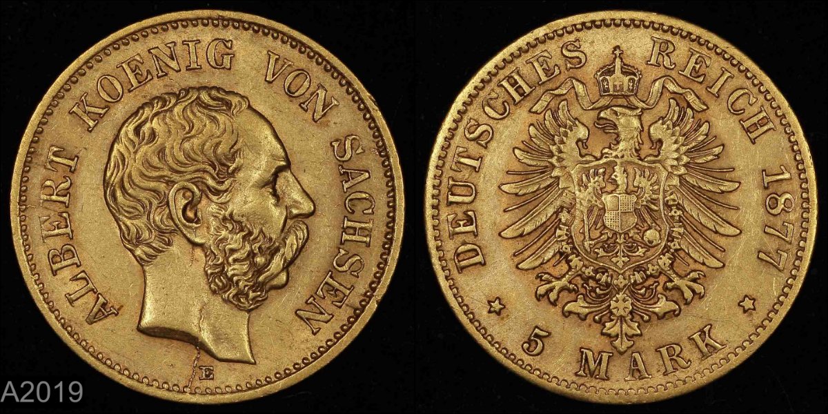 1877-A-Germany---Prussia-Gold-5-Mark