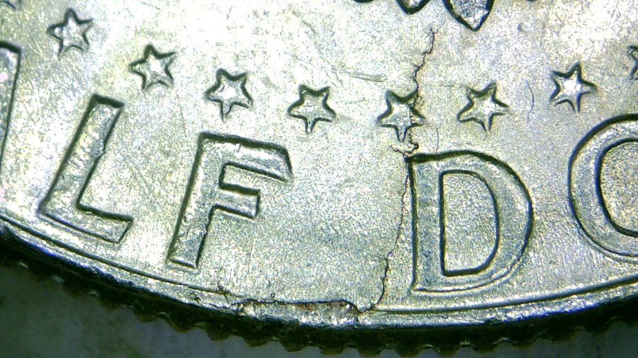 1964-Kennedy-Half-Cracked-And-Struck-Through