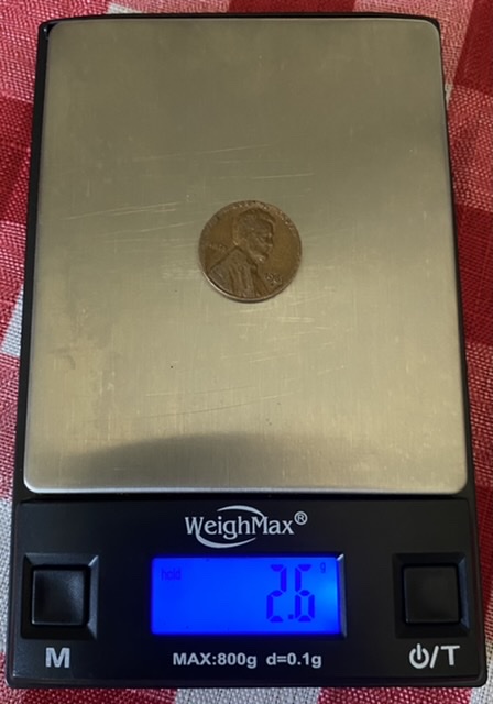 1961-D-Weight-2.6g-Penny-On-A-Dime-Planchet?