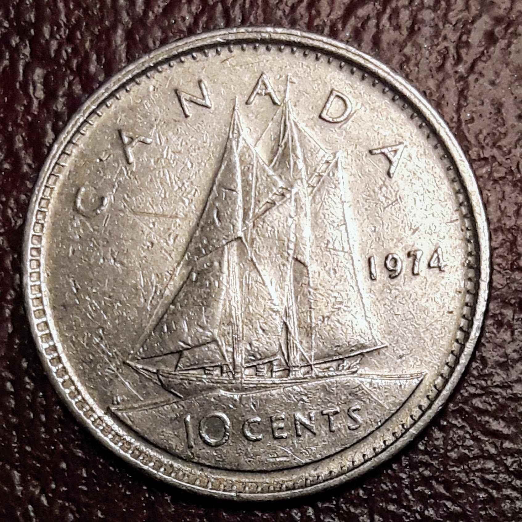 1974-Dime-With-Doubled-Elizabeth-On-The-Top,-Maybe-Off-Center-Too.-Top-Of-Regina-Has-Doubling.