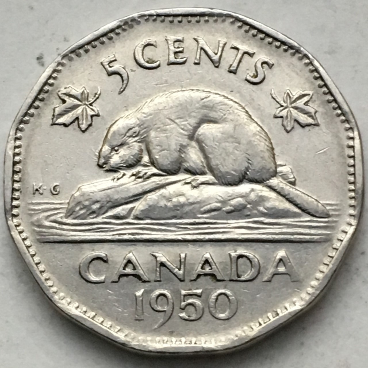 1950-5-Cent-King-George-Nickel-Die-Clash-On-Obverse