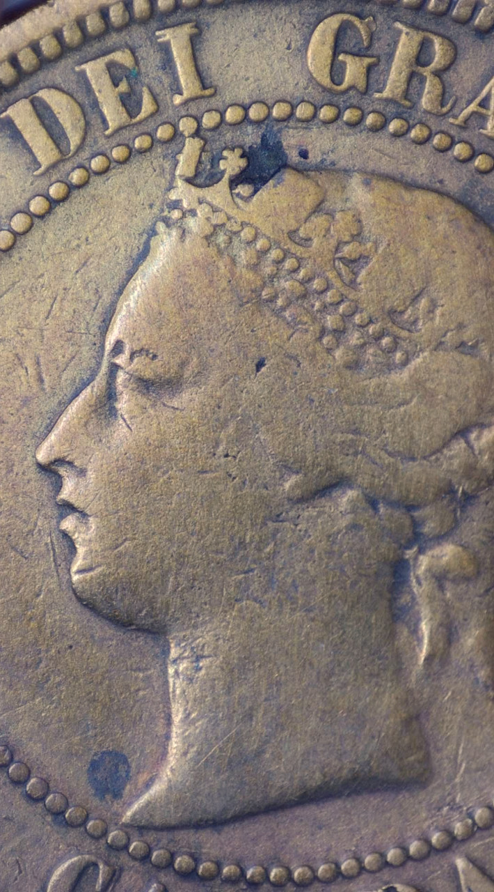 1881-H-Vicky-Cent,-Double/Triple-Re-Punched-Letters-On-Obverse