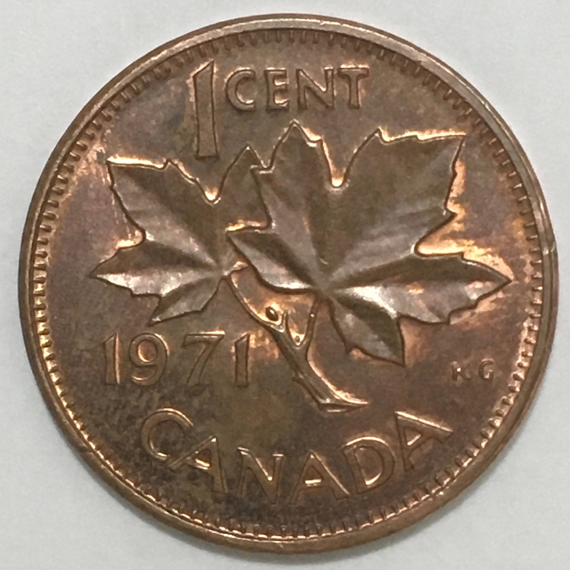 1971-Small-Cent,-Multiple-Obverse-Strike-Through-Errors