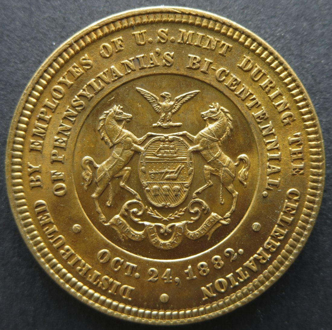 1882-Pennsylvania-Bicentennial-William-Penn-Token,-Value-And-Grade-Request