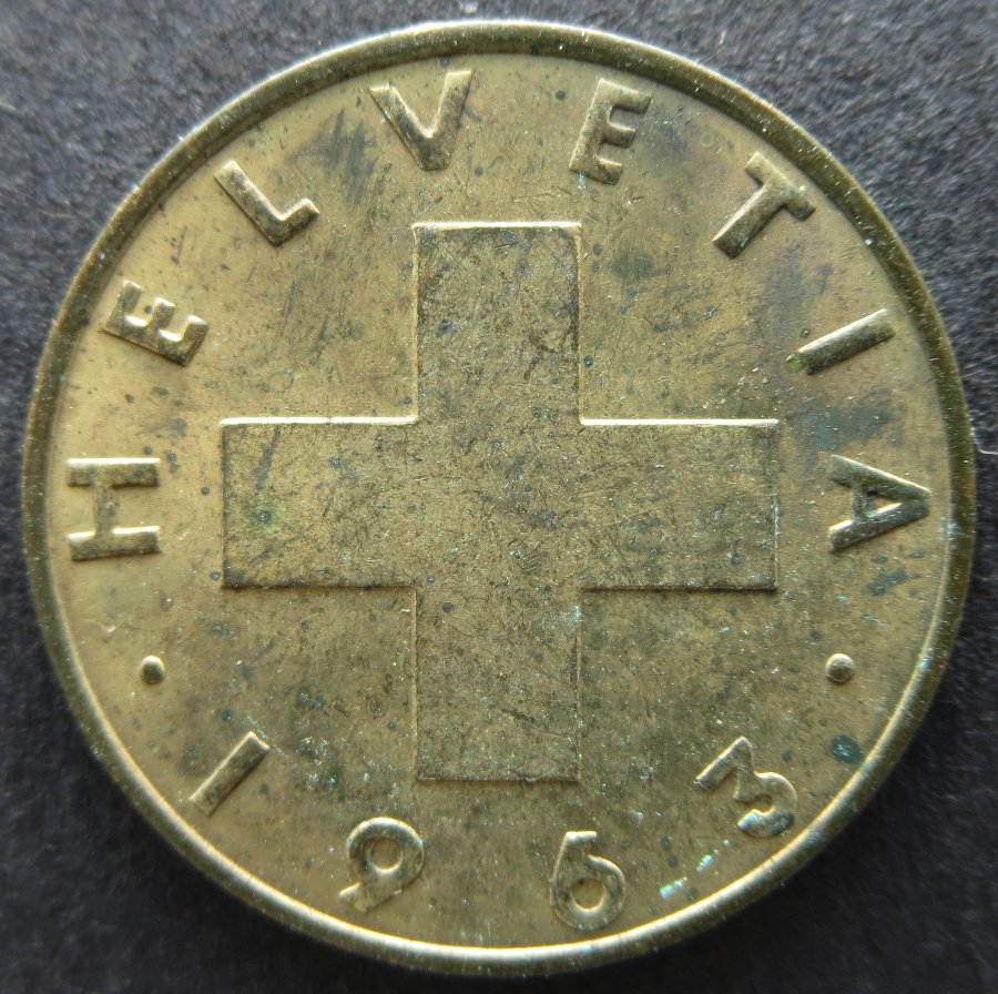 Switzerland-2-Rappen-1963-With-A-Minor-Case-Of-Bronze-Disease.