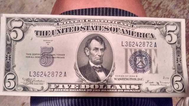1934B-Five-Dollar-Silver-Note-Possible-Mules-Uncirculated-Not-Graded