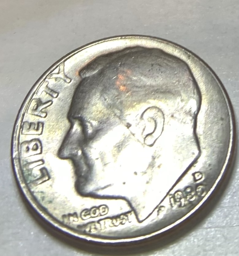1980-D-Roosevelt-Dime-Very-Weak/Missing-'E'-On-Reverse