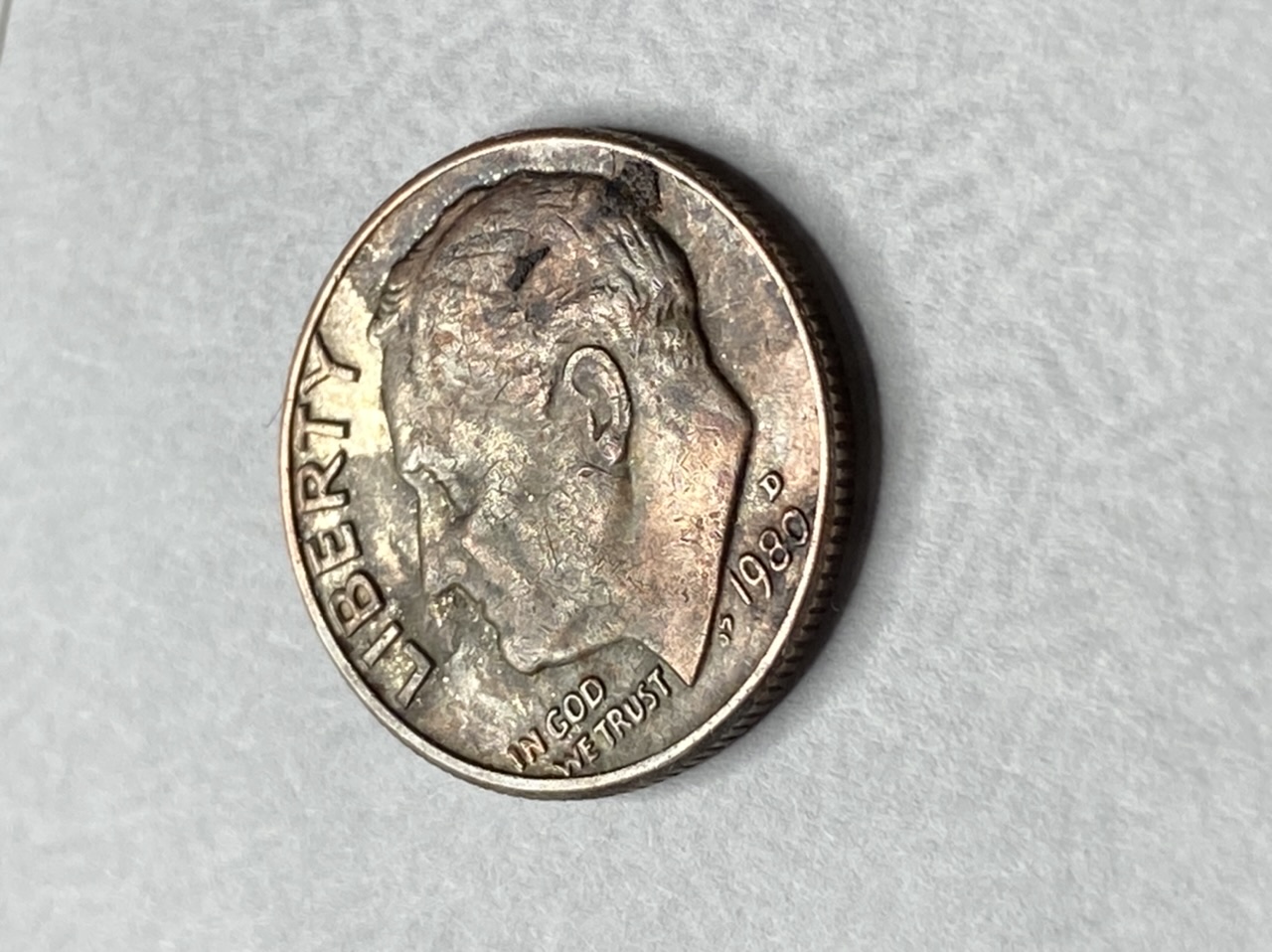 Toning-1980-D-Dime---Authentic-Toning-Or-Manmade?