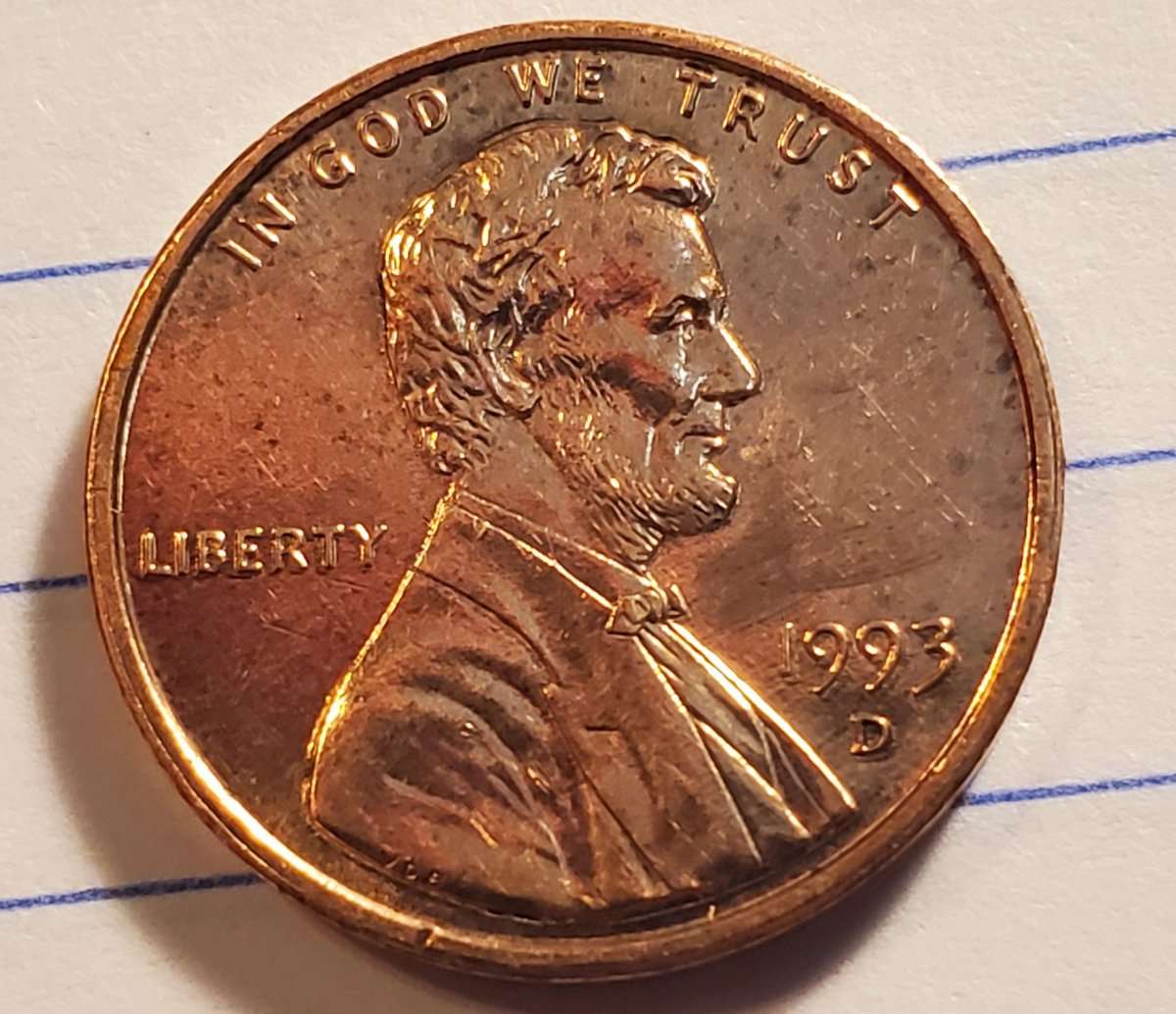 Plate-Doubling-On-OBV-And-REV-1993-D-Lincoln-1c?