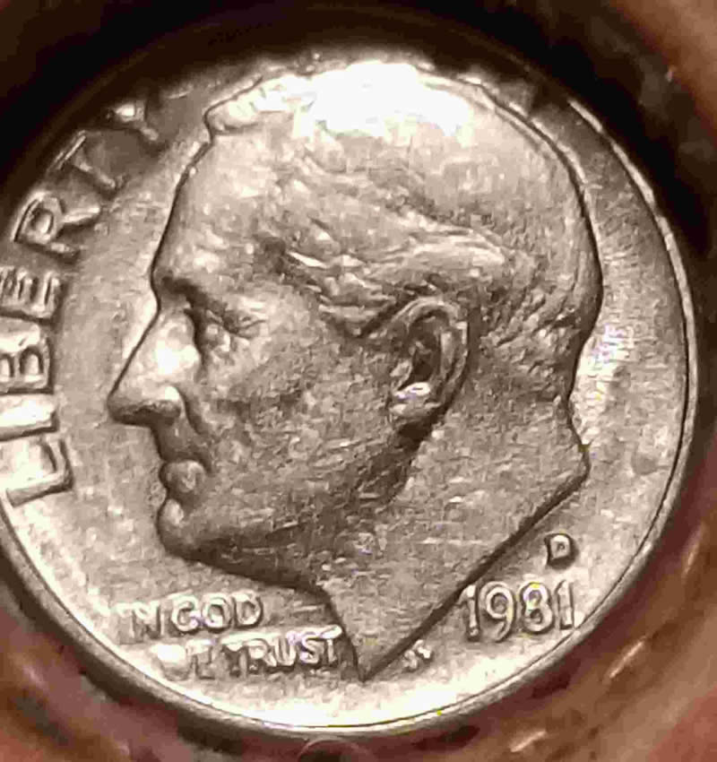 1981-D-Roosevelt-Dime,-Looking-For-Type-Of-Doubling.
