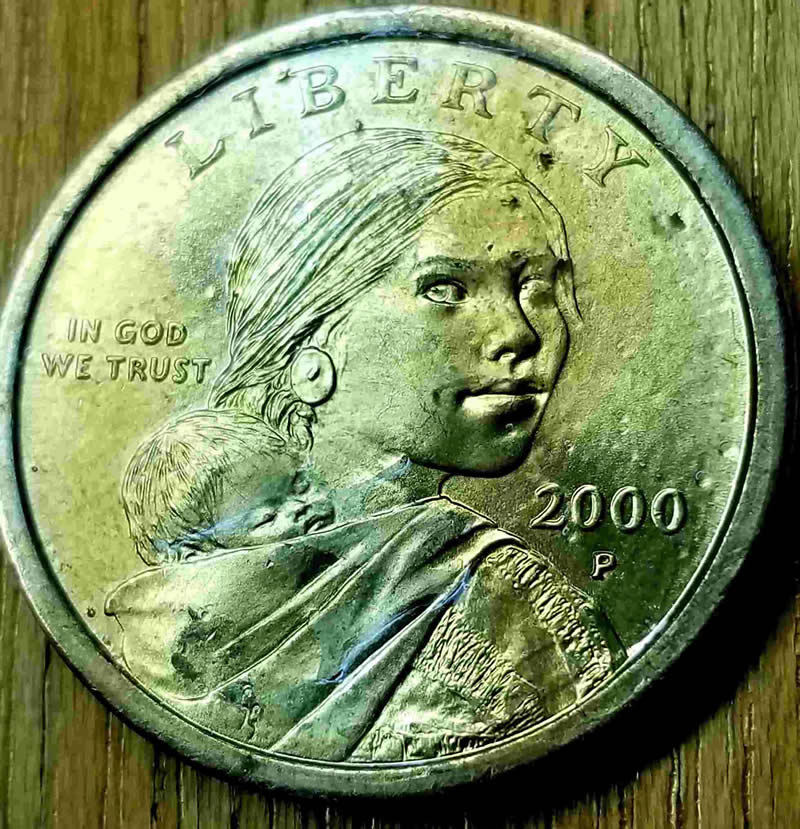 2000-P-Sacagawea-Dollar,-Die-Chip?-Cheerio?