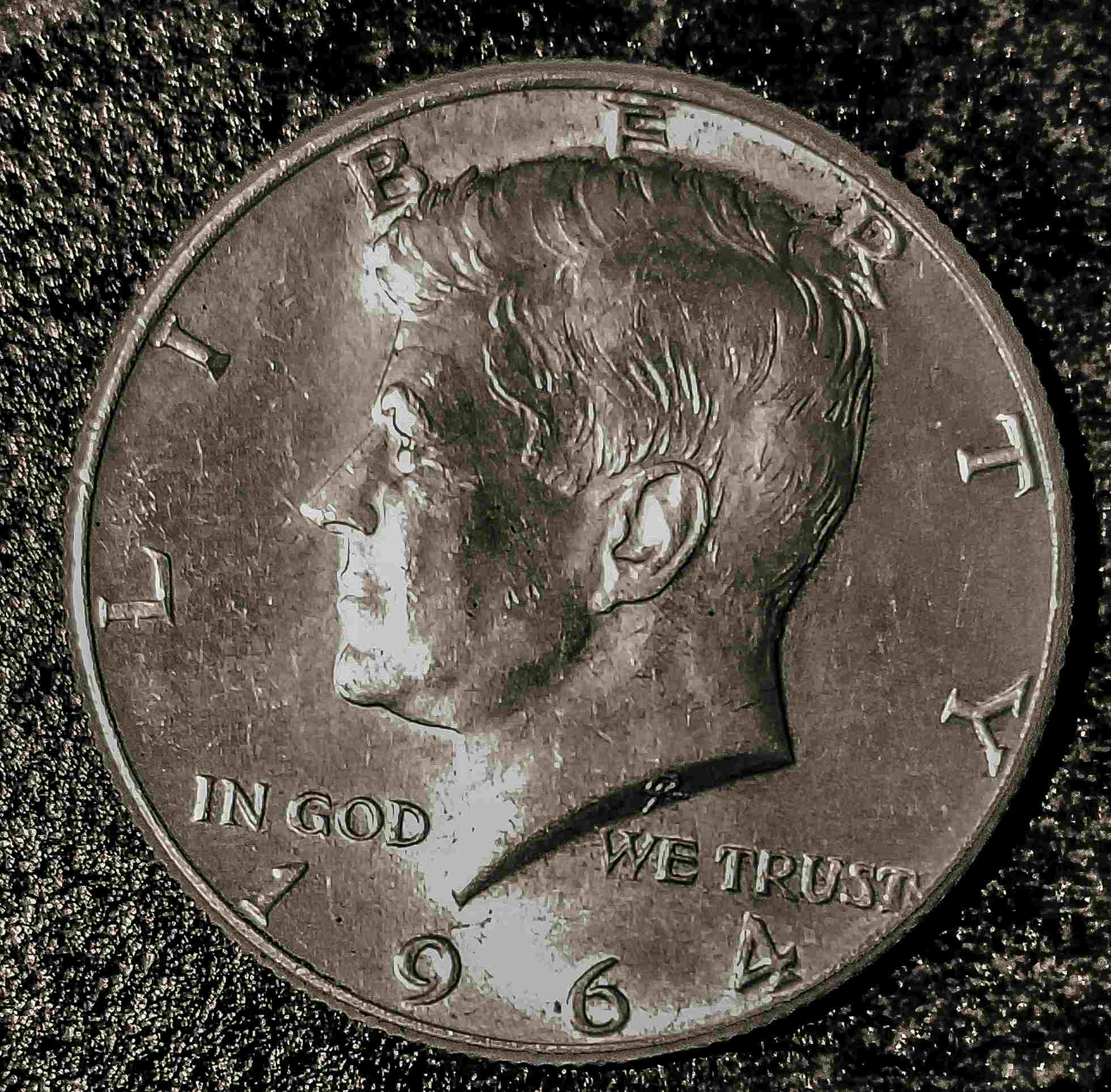 1964-Kennedy-Half-Dollar,-Special-Mint-?-Dangaling-4-?-Hair-Lines...