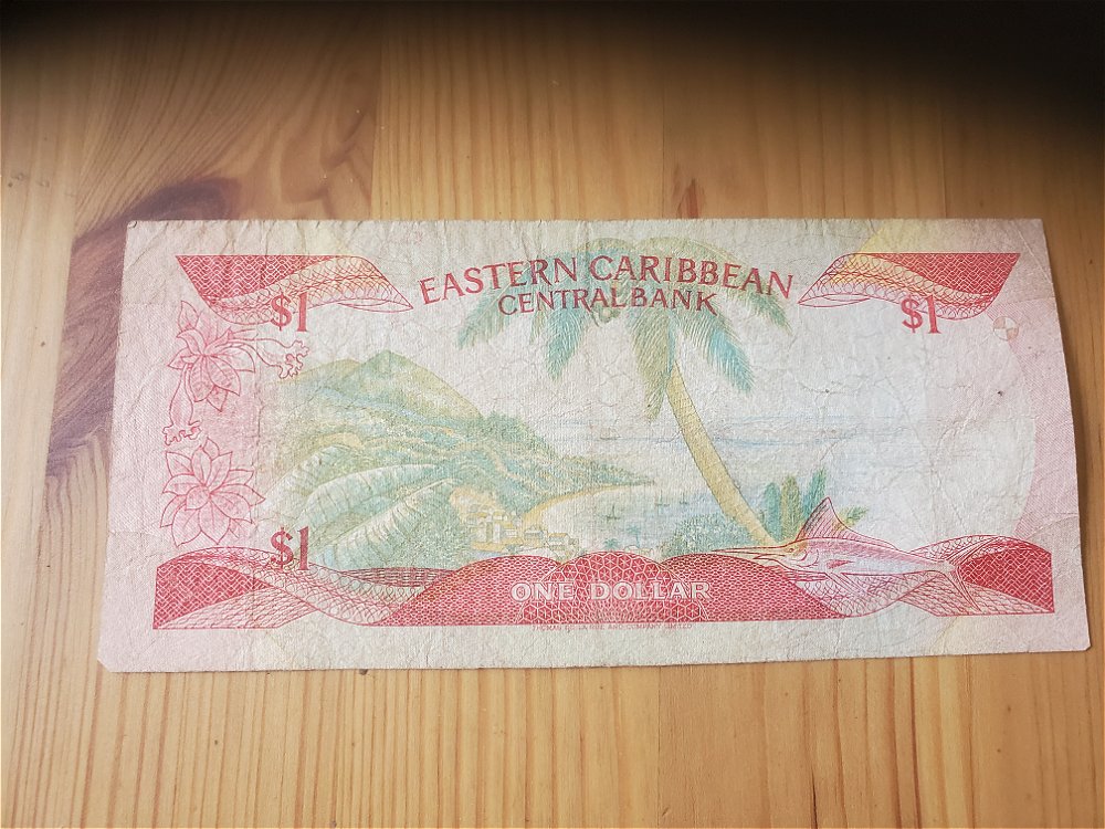 Eastern-Caribbean-One-Dollar-Banknote,-Valuable-Serial-#?