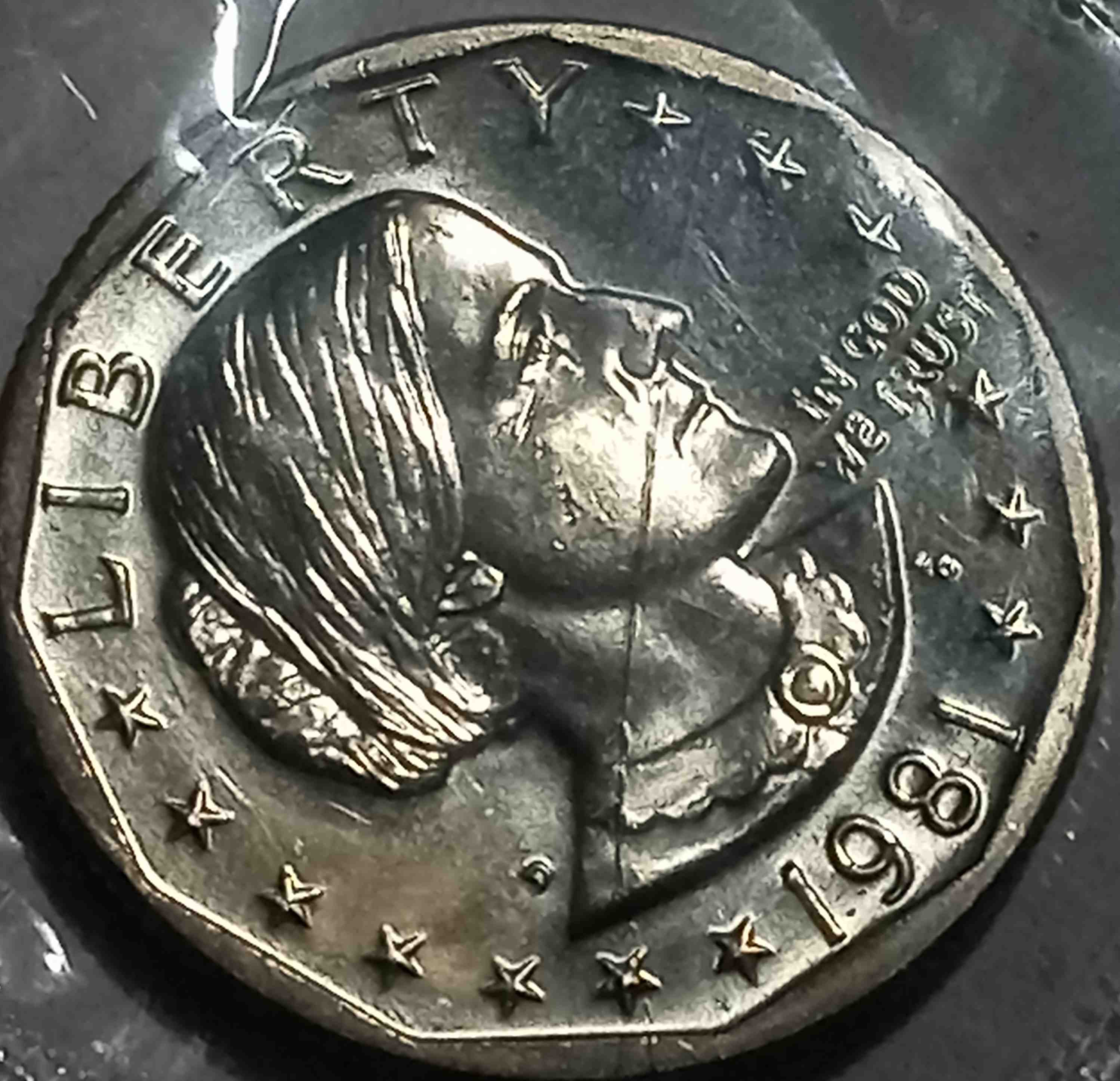 Uncirculated-SBA-Dollar-In-Intact-Mint-Cellophane-With-Mystery-Scratch