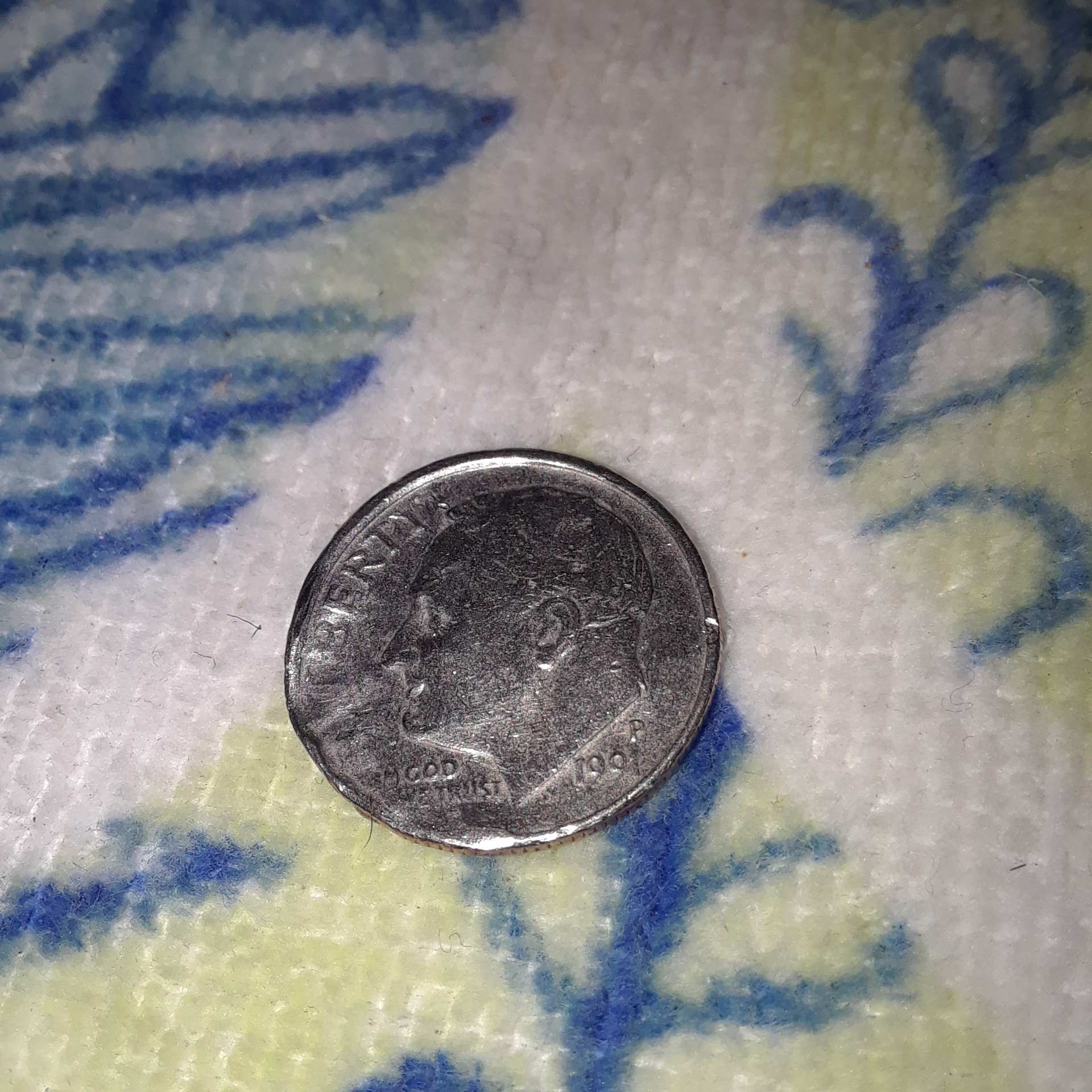 1991-P-Dime-Error-Mis-Struck