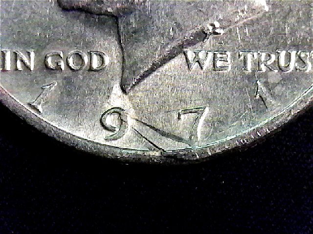 1971-Kennedy-Half-Dollar----Strike-Through-Rim-Burr?