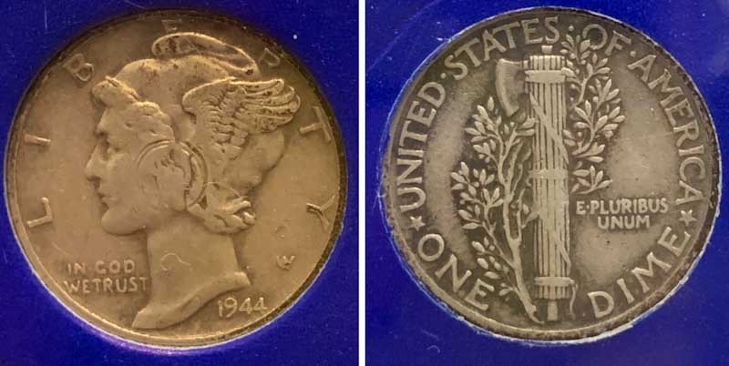 1944-Mercury-Dime-With-Circle-Stamp-Around-Ear