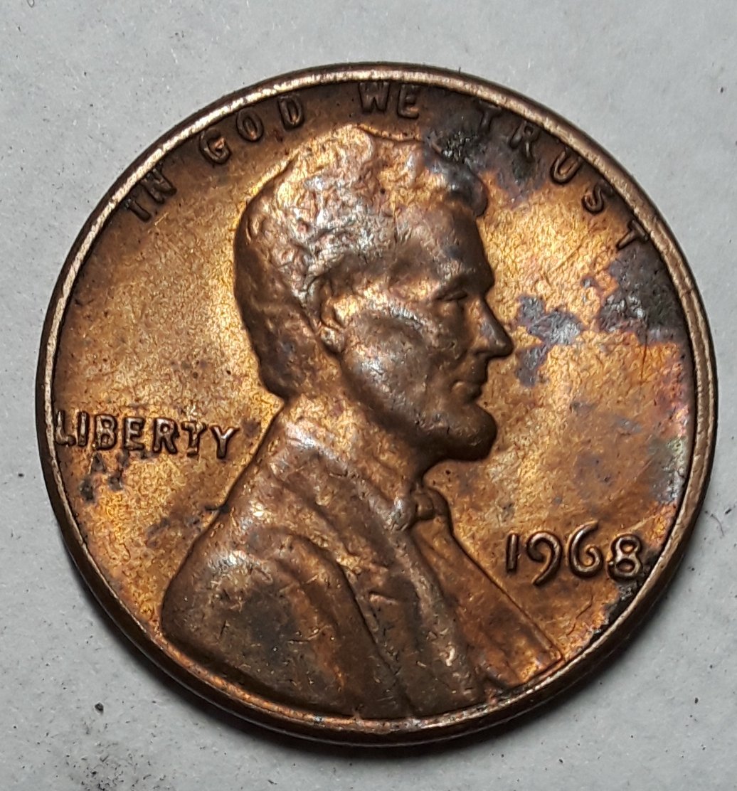 1968-Lincoln-Coin-Shaped-Like-A-Wedge,-Plating-Coming-Off?-Huh?