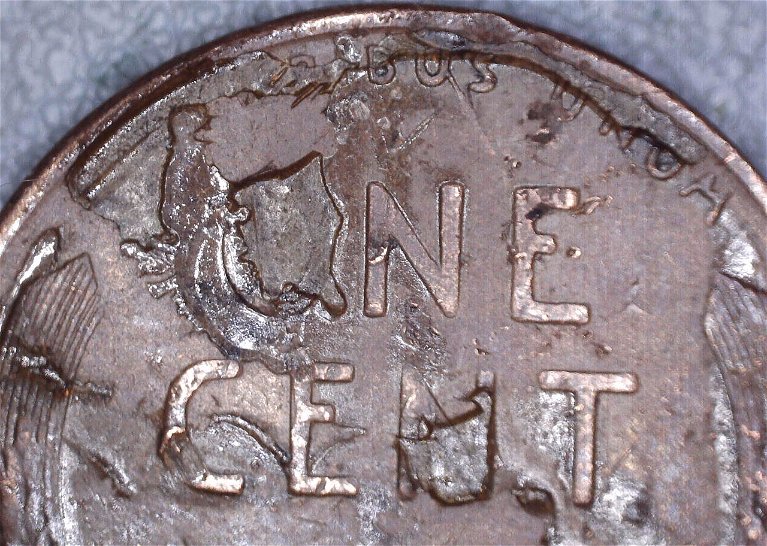 1950-S-Lincoln-Cent-Crazy-REV-Error-/-Additional-Coin-Stamped-On-Rev-Help-!