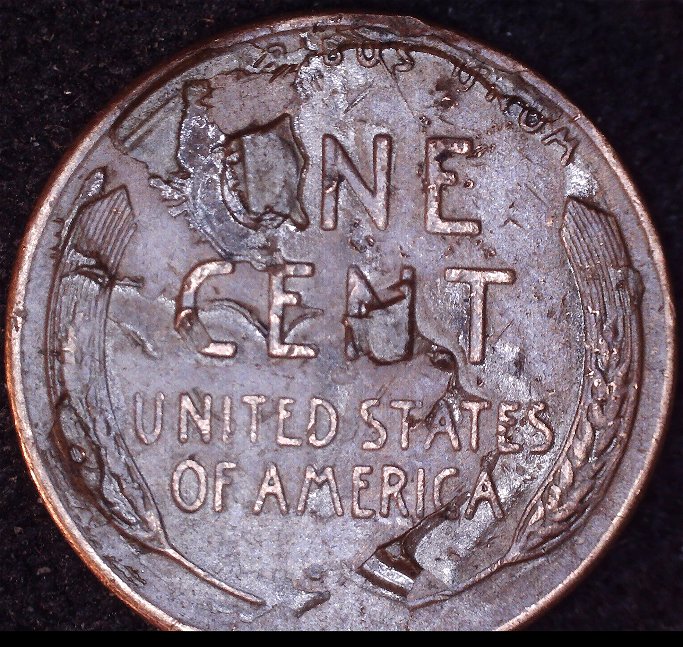 1950-S-Lincoln-Cent-Crazy-REV-Error-/-Additional-Coin-Stamped-On-Rev-Help-!